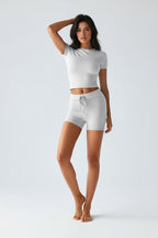Round Neck Short Sleeve Top and Shorts Set