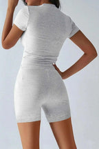 Round Neck Short Sleeve Top and Shorts Set