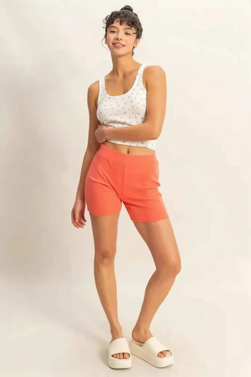 HYFVE High Waist Ribbed Fitted Biker Shorts