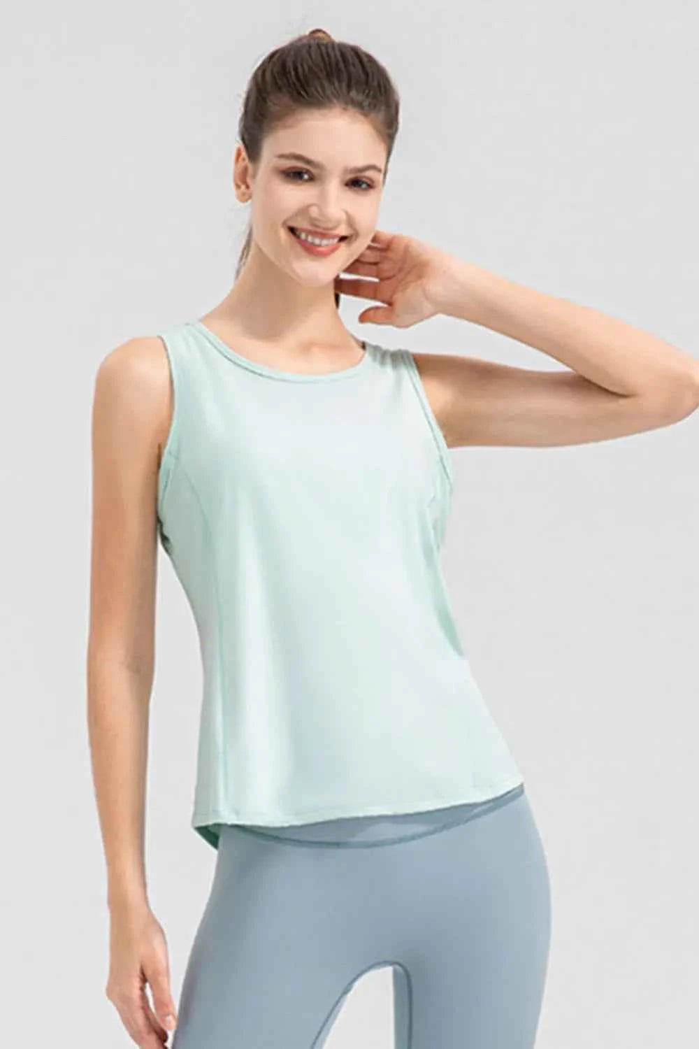 Wide Strap Round Neck Active Tank