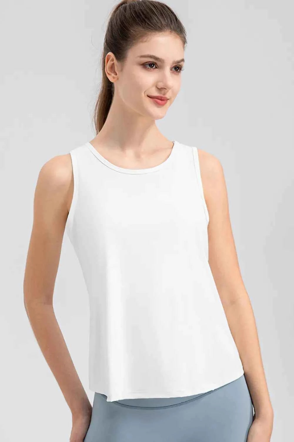 Wide Strap Round Neck Active Tank
