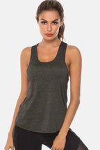 Full Size Scoop Neck Wide Strap Active Tank