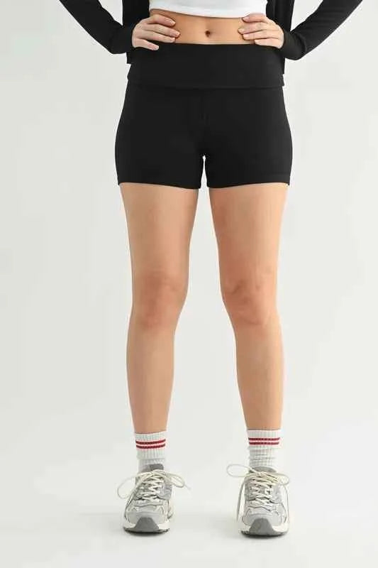 MONO B Ribbed Foldover Waist Shorts