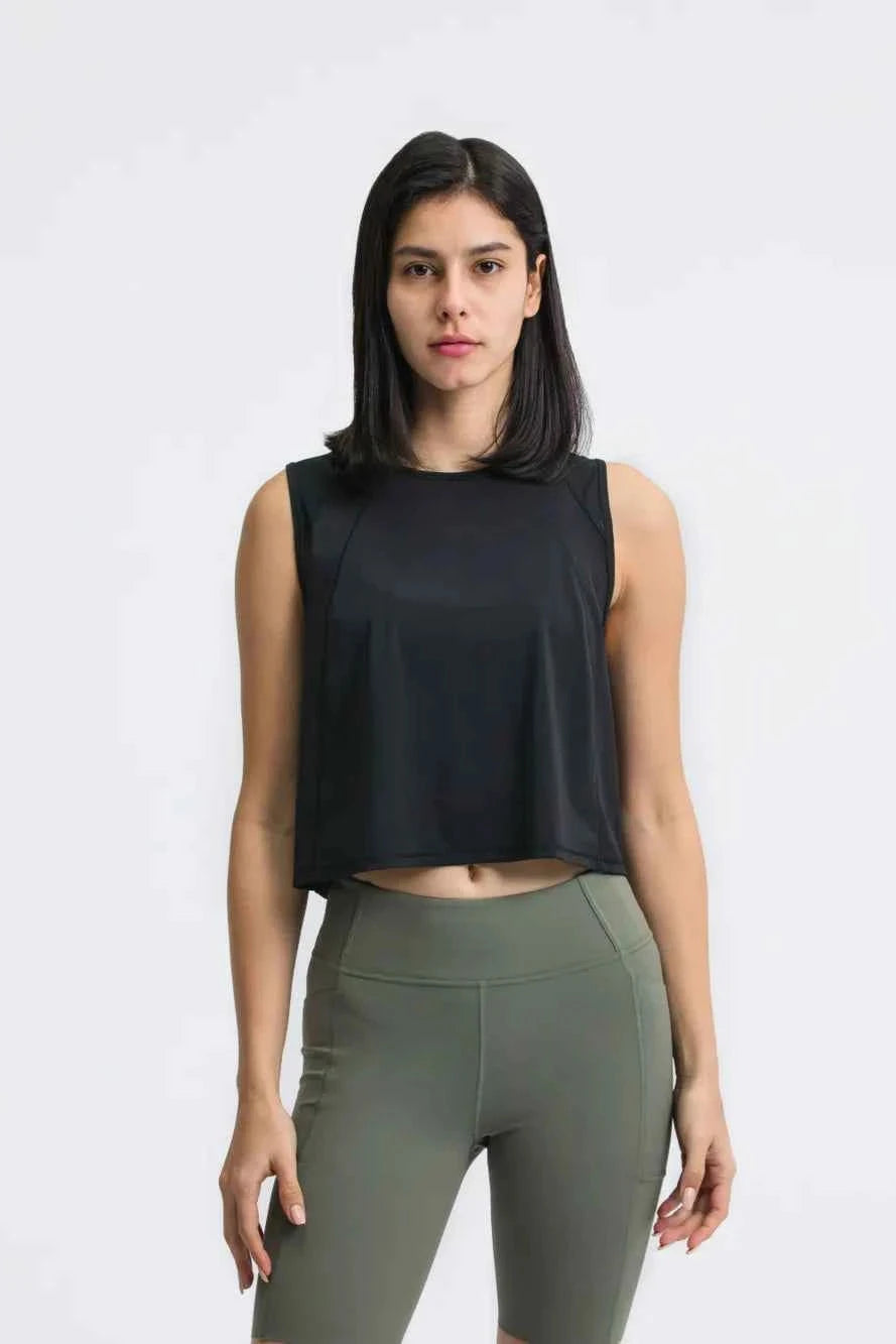 Millennia Round Neck Cropped Active Tank