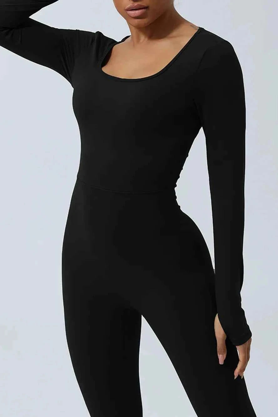 Twisted Backless Long Sleeve Jumpsuit