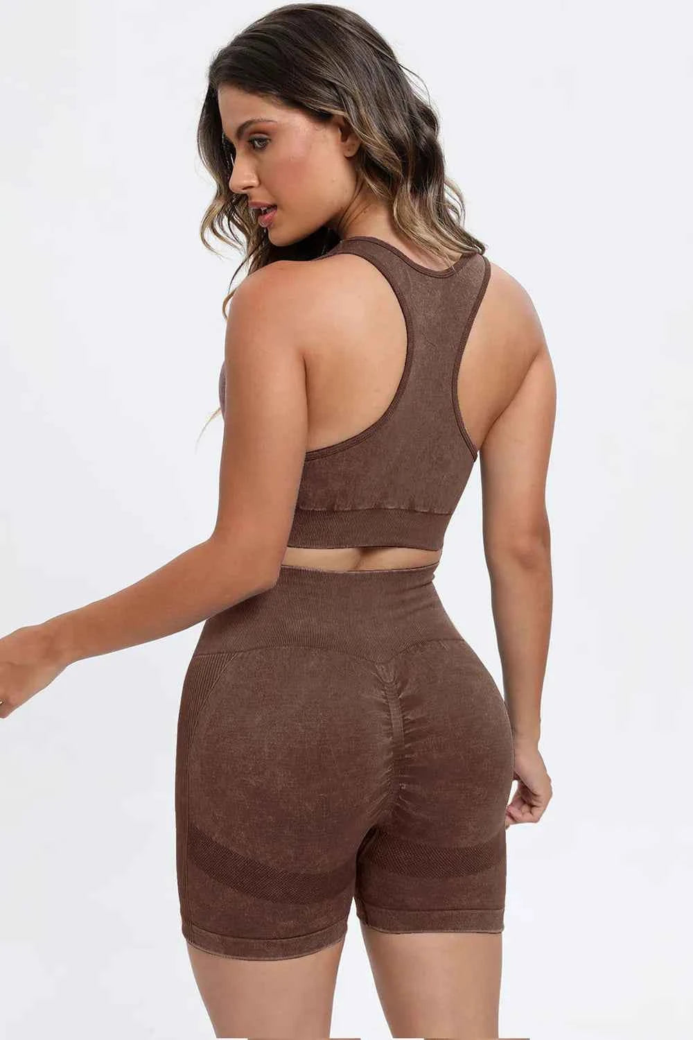 3 Piece Washed Square Neck Wide Strap Active Set