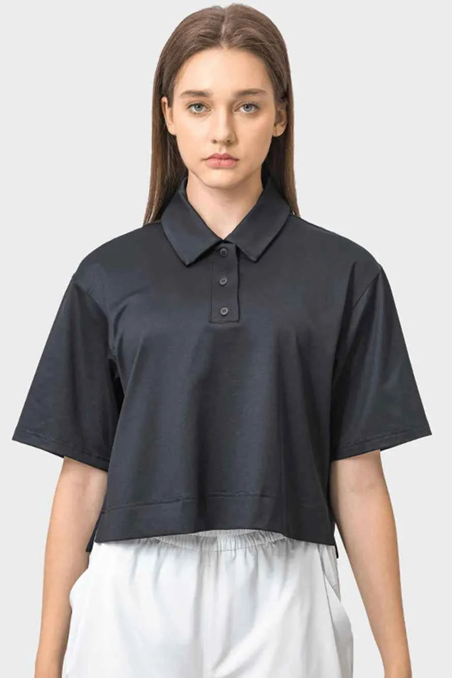 Millennia Half Button Short Sleeve Active T-Shirt