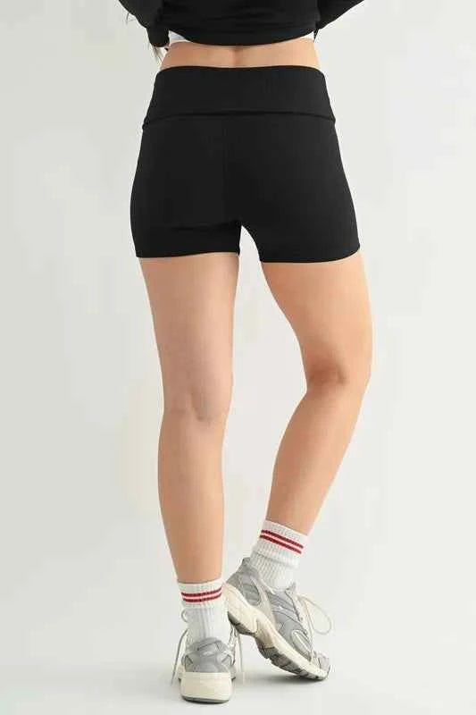 MONO B Ribbed Foldover Waist Shorts